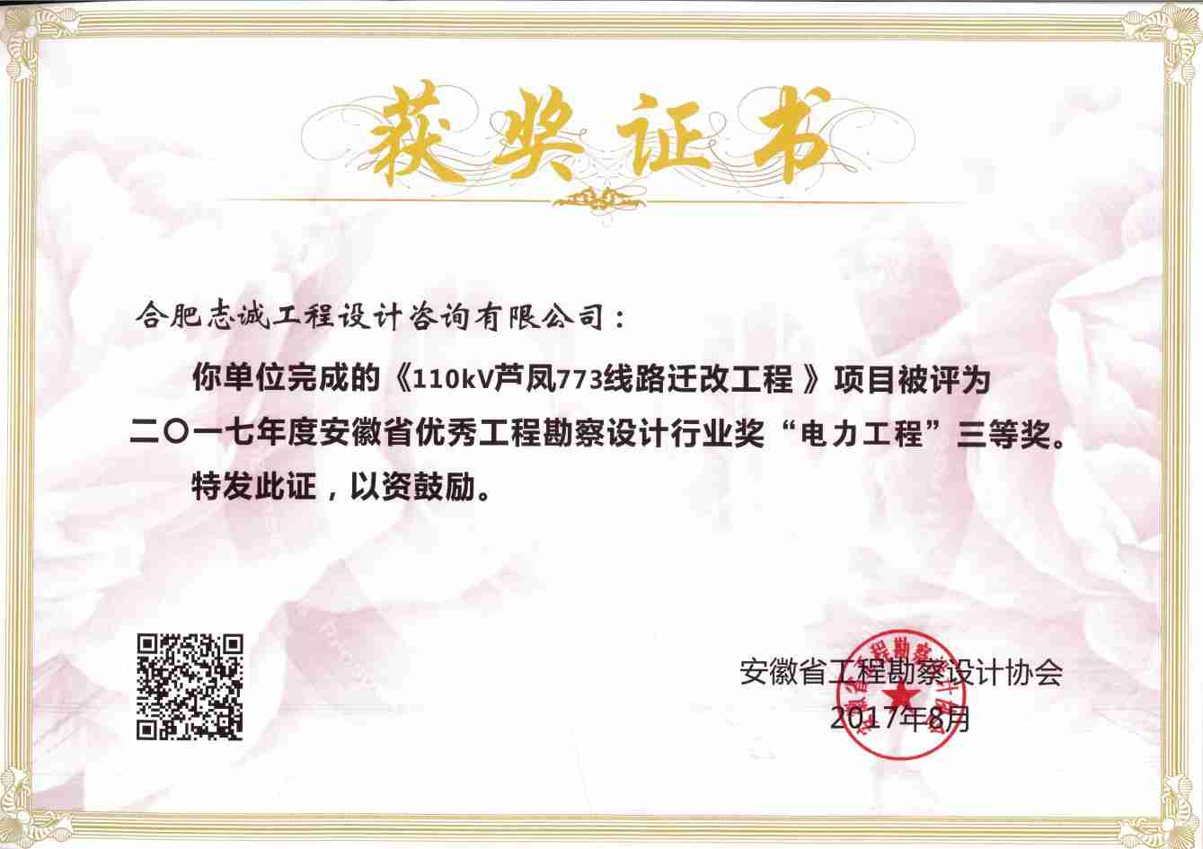 獲獎(jiǎng)證書